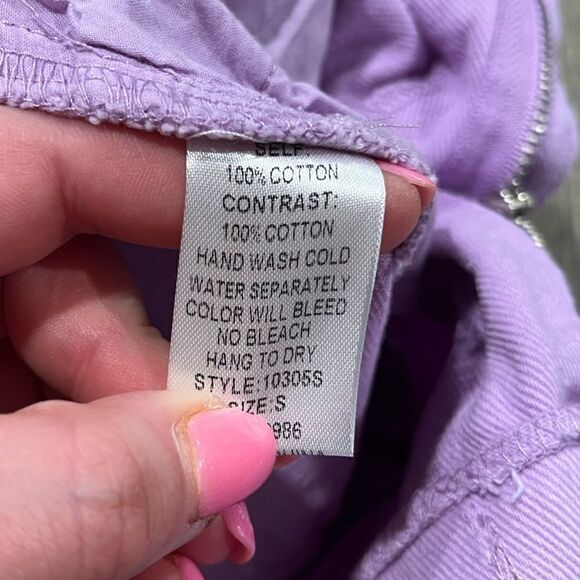 Idem Ditto Paper Bag Mini Skirt High Rise Pockets Pull-On Cotton Purple Small - Picture 6 of 7